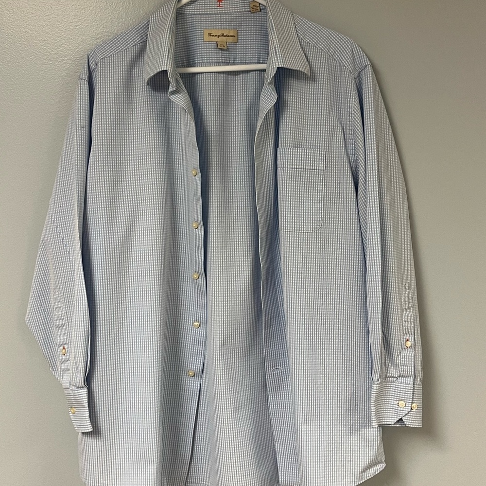 Tommy Bahama Light Blue Checkered Button Down Shirt
